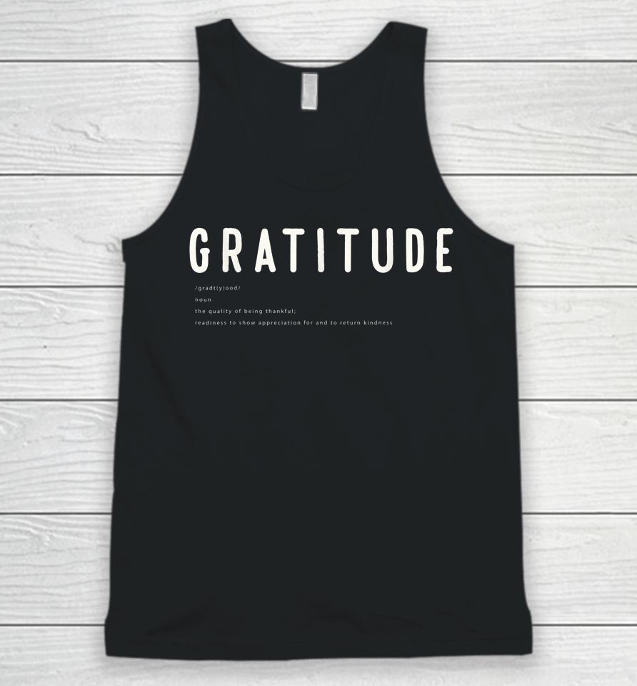 Noun Gratitude Kindness Appreciation Thankful Translation Unisex Tank Top