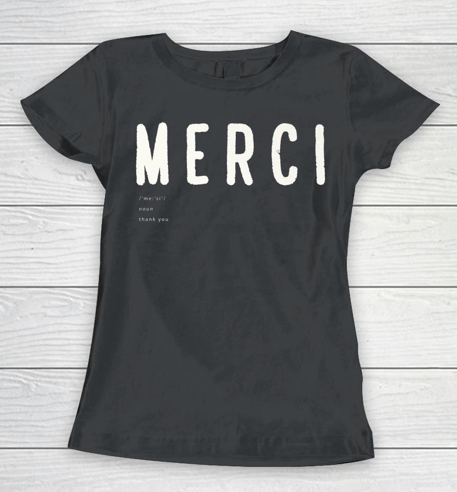 Noun Merci Thank You Translation Word French Women T-Shirt