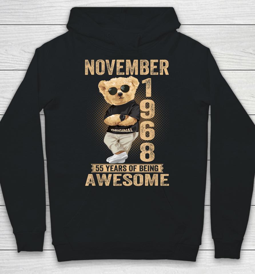 November 1968 55Th Birthday 2023 55 Years Of Being Awesome Hoodie