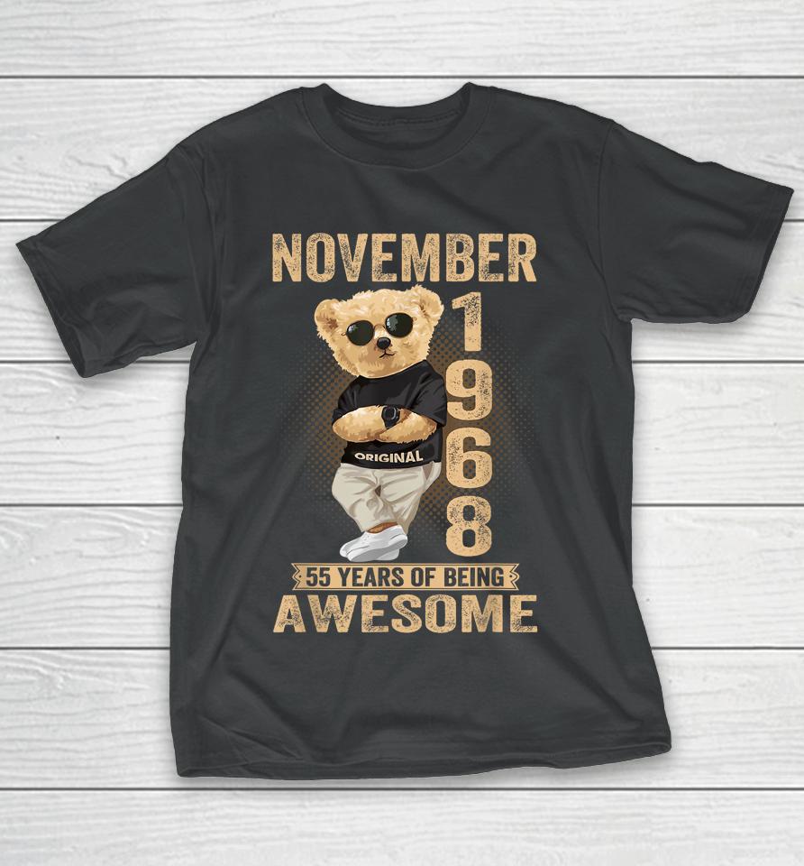 November 1968 55Th Birthday 2023 55 Years Of Being Awesome T-Shirt