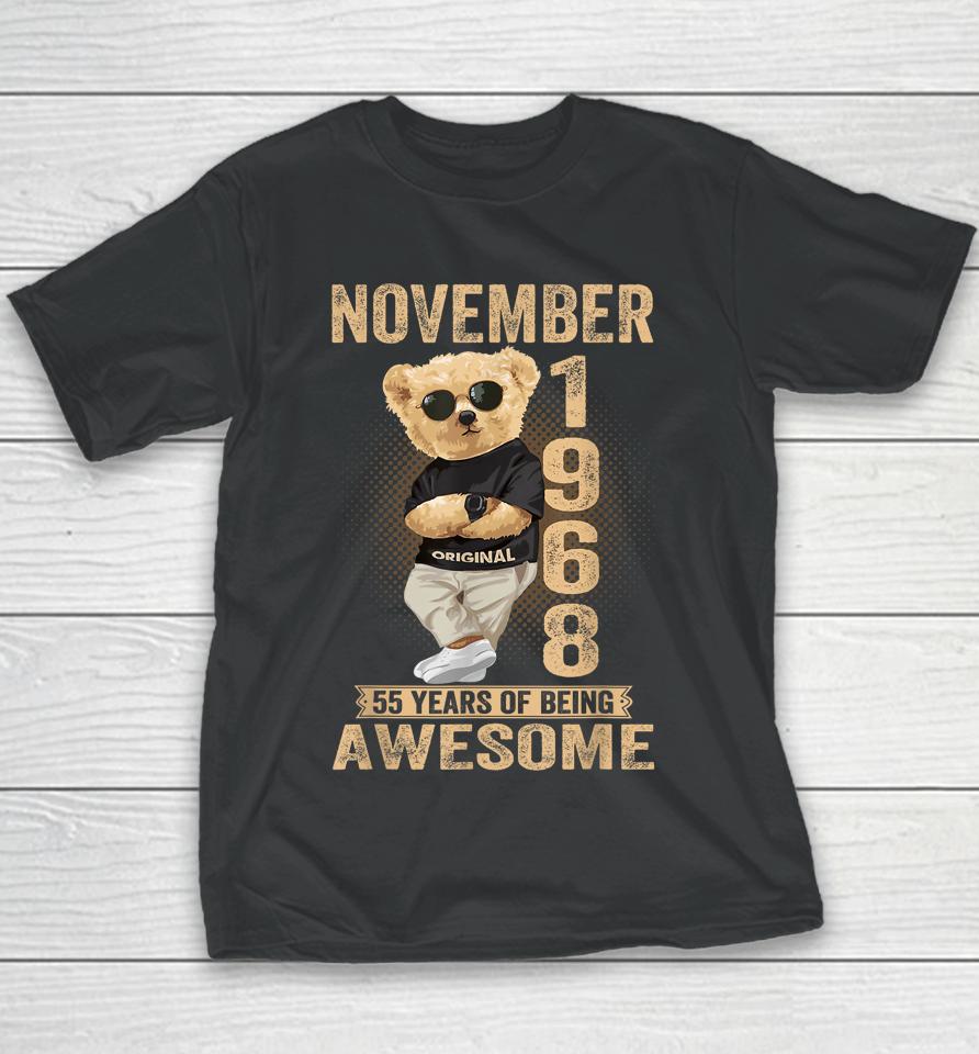 November 1968 55Th Birthday 2023 55 Years Of Being Awesome Youth T-Shirt