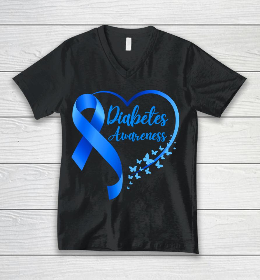 November We Wear A Blue Diabetes Awareness Type1 Td1 Unisex V-Neck T-Shirt