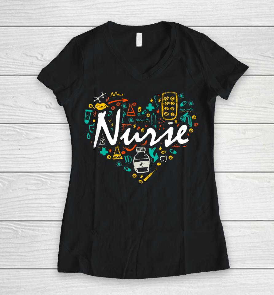 Nurse Gifts Nurse Week Gifts Cute Nurse Women V-Neck T-Shirt