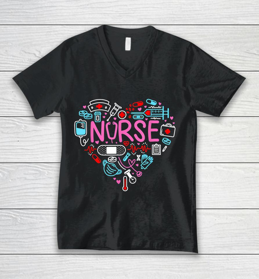 Nurse Love Nursing Student Rn Life Thank You Gifts  Dkt2Yg4Qk5Tf Unisex V-Neck T-Shirt