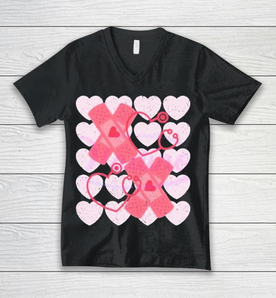 Nurse Xoxo Emergency Rn Valentine’s Day 2024 Unisex V-Neck T-Shirt