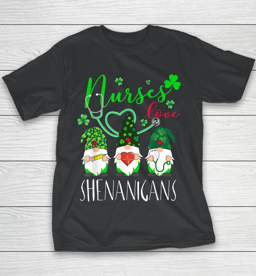 Nurses Love Shenanigans Gnomes Nurse St Patrick's Day Youth T-Shirt