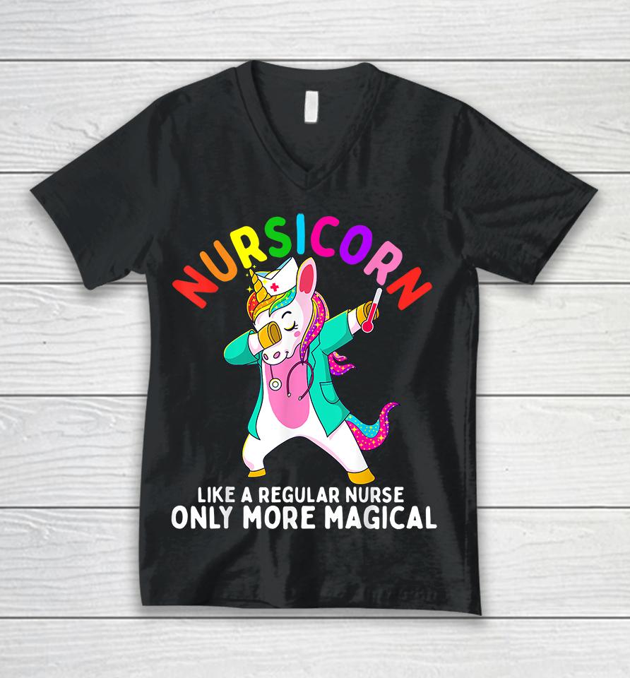 Nursicorn Like A Regular Nurse Only More Magical Nurse Unicorn Unisex V-Neck T-Shirt