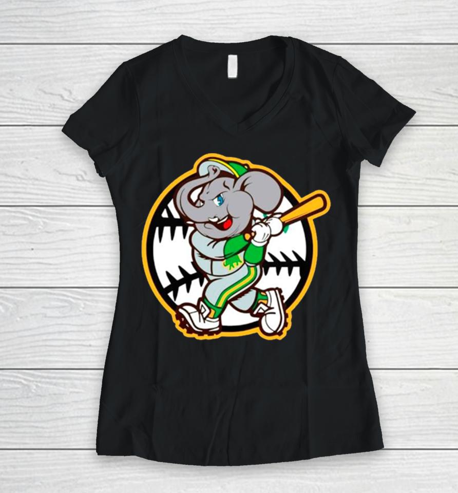 Oakland As Elephant Baseball Mlb Women V-Neck T-Shirt