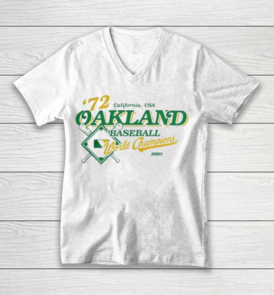 Oakland Athletics Baseball ’72 World Champions California, Usa Unisex V-Neck T-Shirt