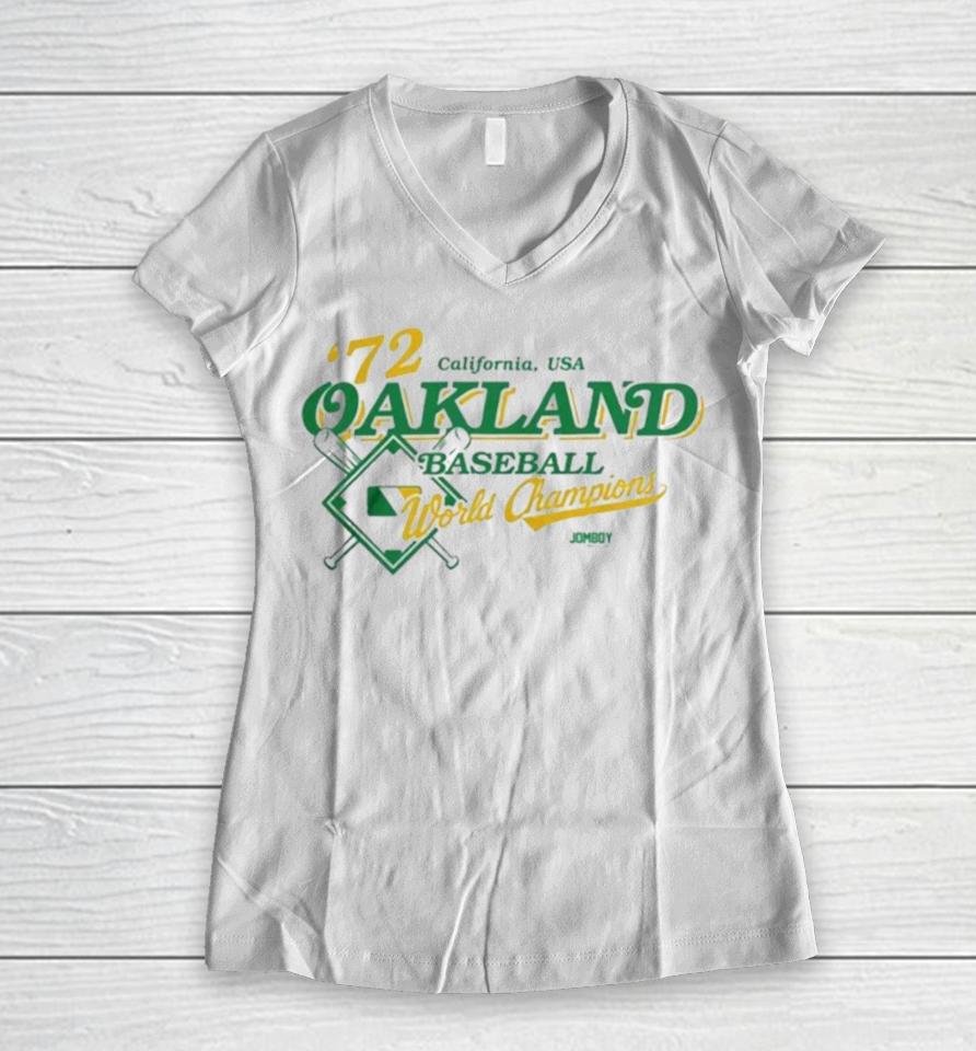 Oakland Athletics Baseball ’72 World Champions California, Usa Women V-Neck T-Shirt
