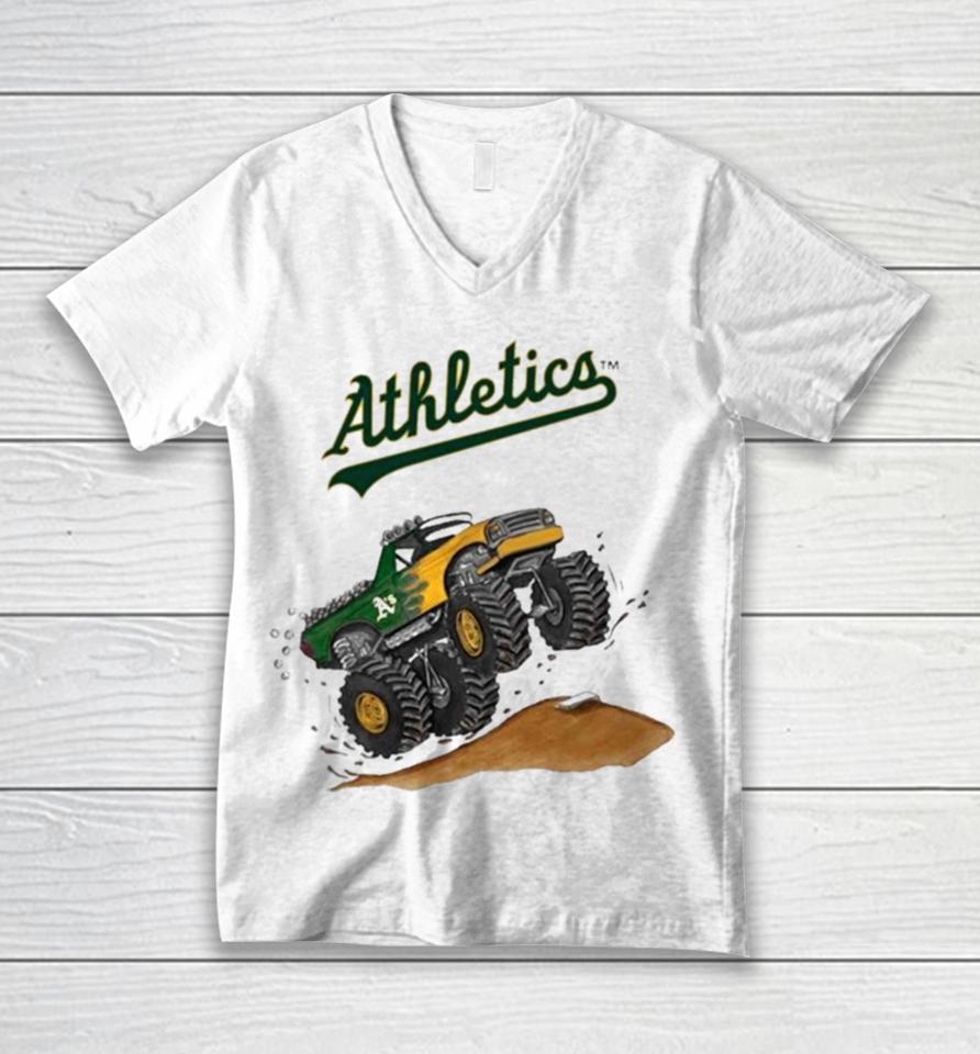 Oakland Athletics Monster Truck Mlb Unisex V-Neck T-Shirt