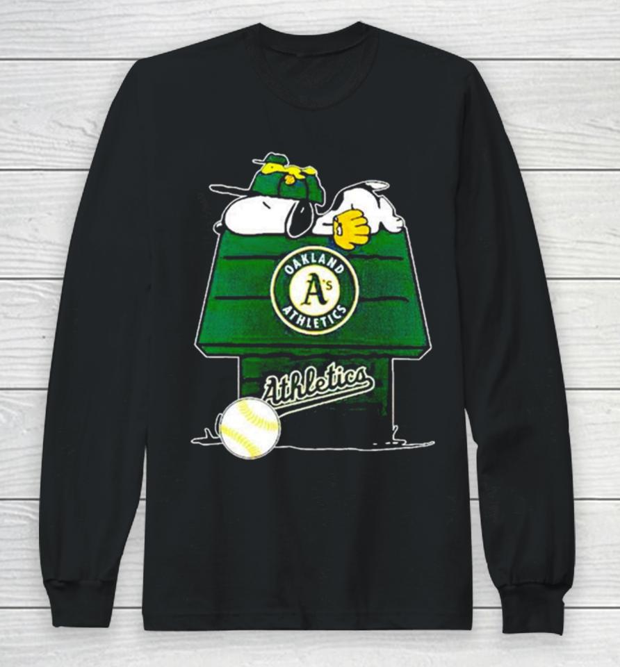 Oakland Athletics Snoopy And Woodstock The Peanuts Baseball Long Sleeve T-Shirt