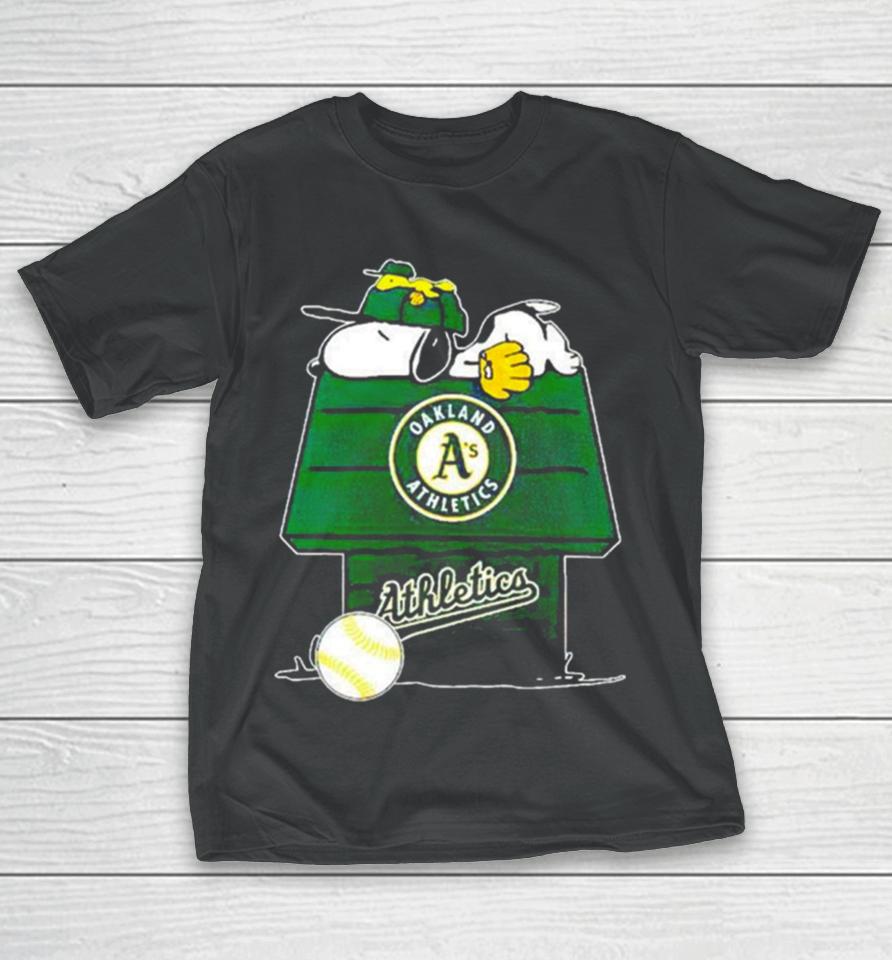 Oakland Athletics Snoopy And Woodstock The Peanuts Baseball T-Shirt