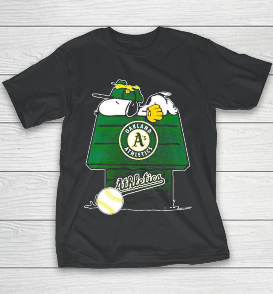Oakland Athletics Snoopy And Woodstock The Peanuts Baseball Youth T-Shirt