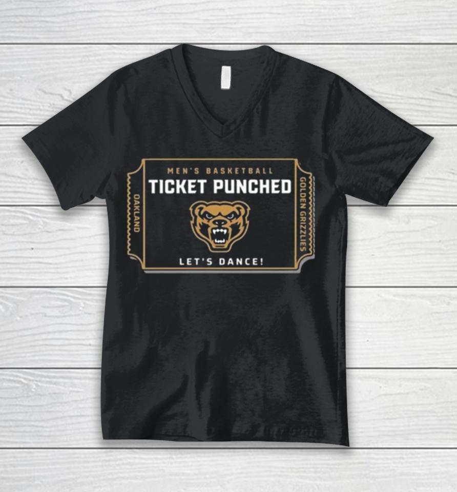 Oakland University Golden Grizzlies 2024 Men’s Basketball Ticket Punched Let’s Dance Unisex V-Neck T-Shirt
