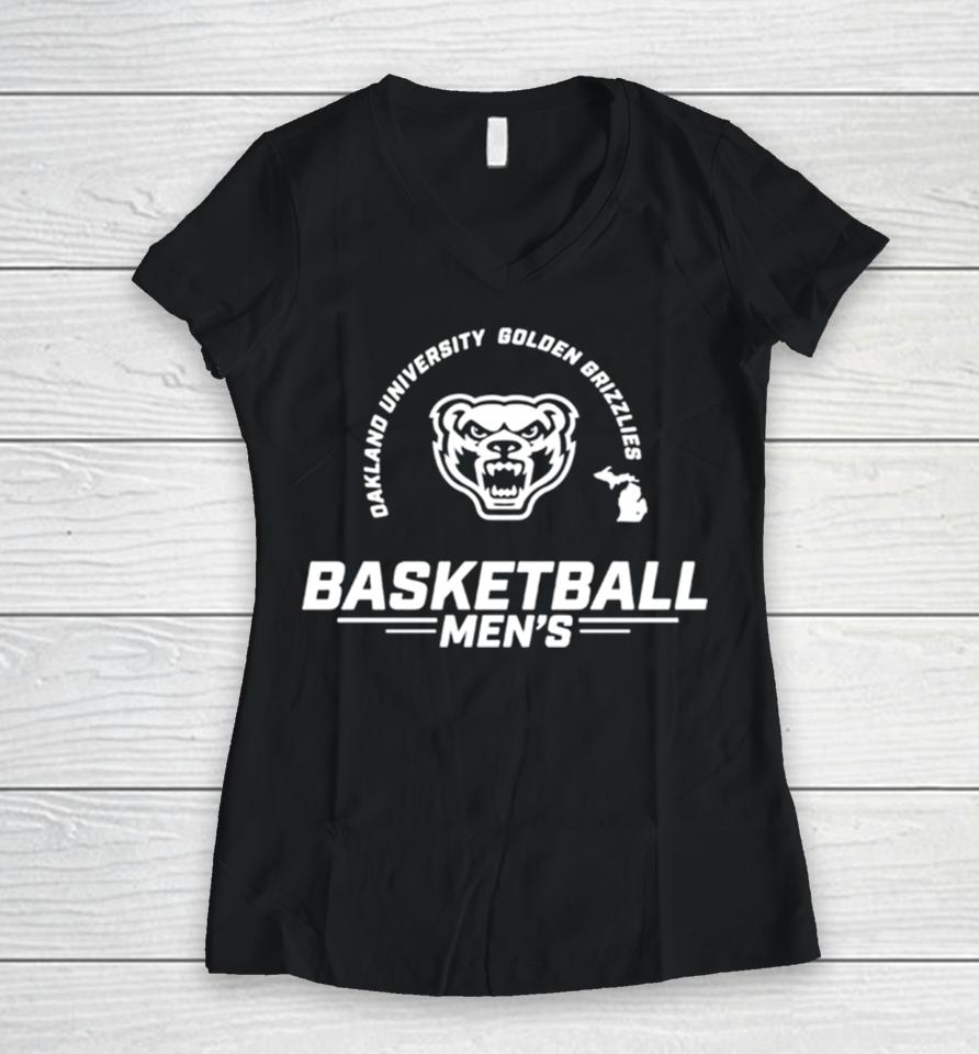 Oakland University Golden Grizzlies Basketball Men’s Classic Logo Women V-Neck T-Shirt