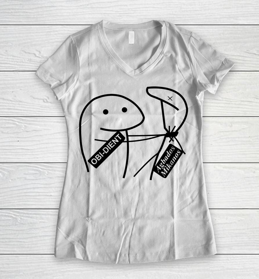 Obi-Dient Agbados Mikanos Women V-Neck T-Shirt