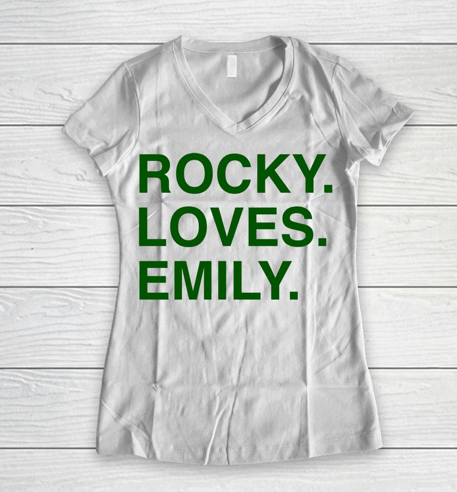 Obvious  Rocky Loves Emily Women V-Neck T-Shirt