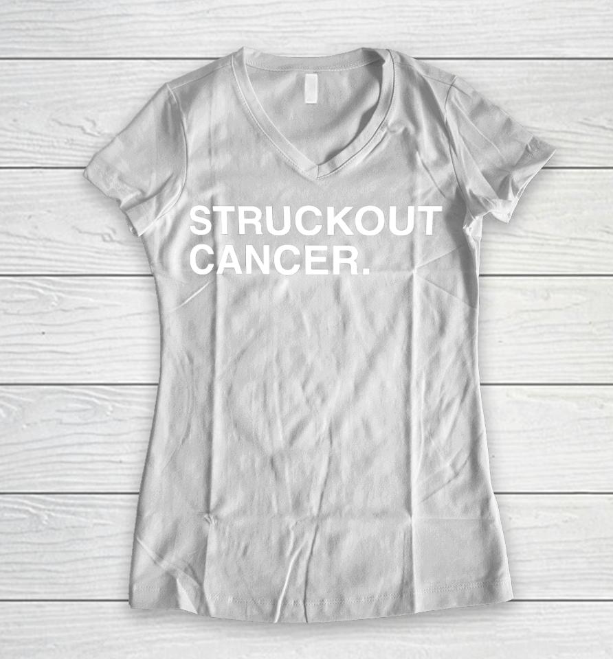 Obvious  Struckout Cancer Women V-Neck T-Shirt