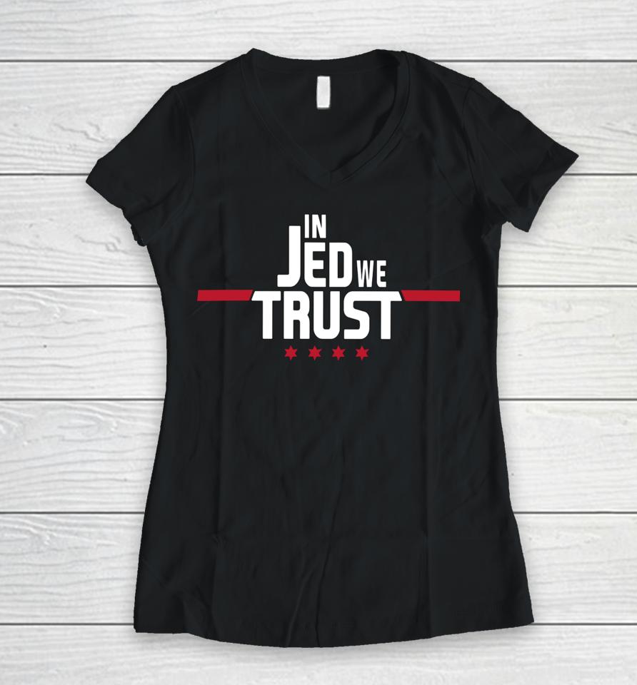 Obviousshirts Merch In Jed We Trust Women V-Neck T-Shirt