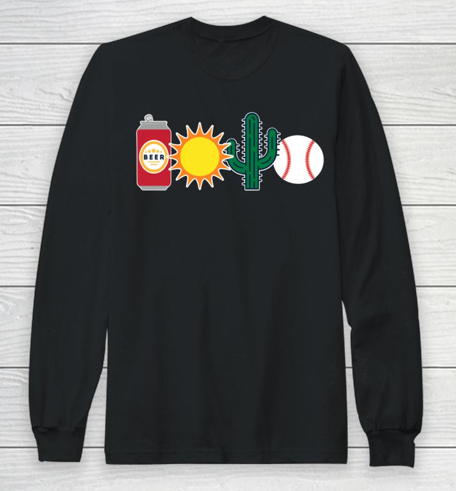 Obviousshirts Store Beer Sun Cactus And Baseball Long Sleeve T-Shirt