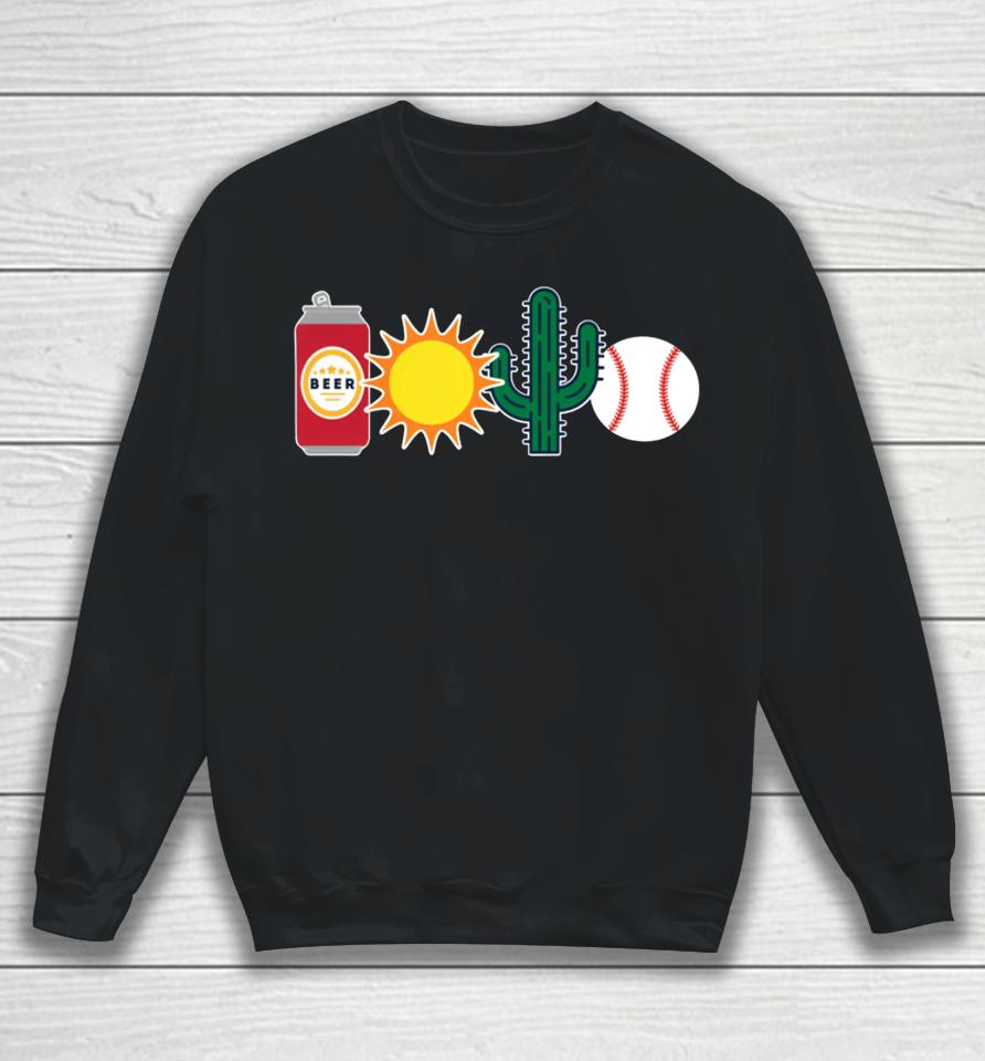 Obviousshirts Store Beer Sun Cactus And Baseball Sweatshirt