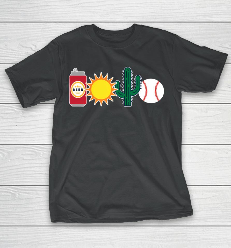Obviousshirts Store Beer Sun Cactus And Baseball T-Shirt