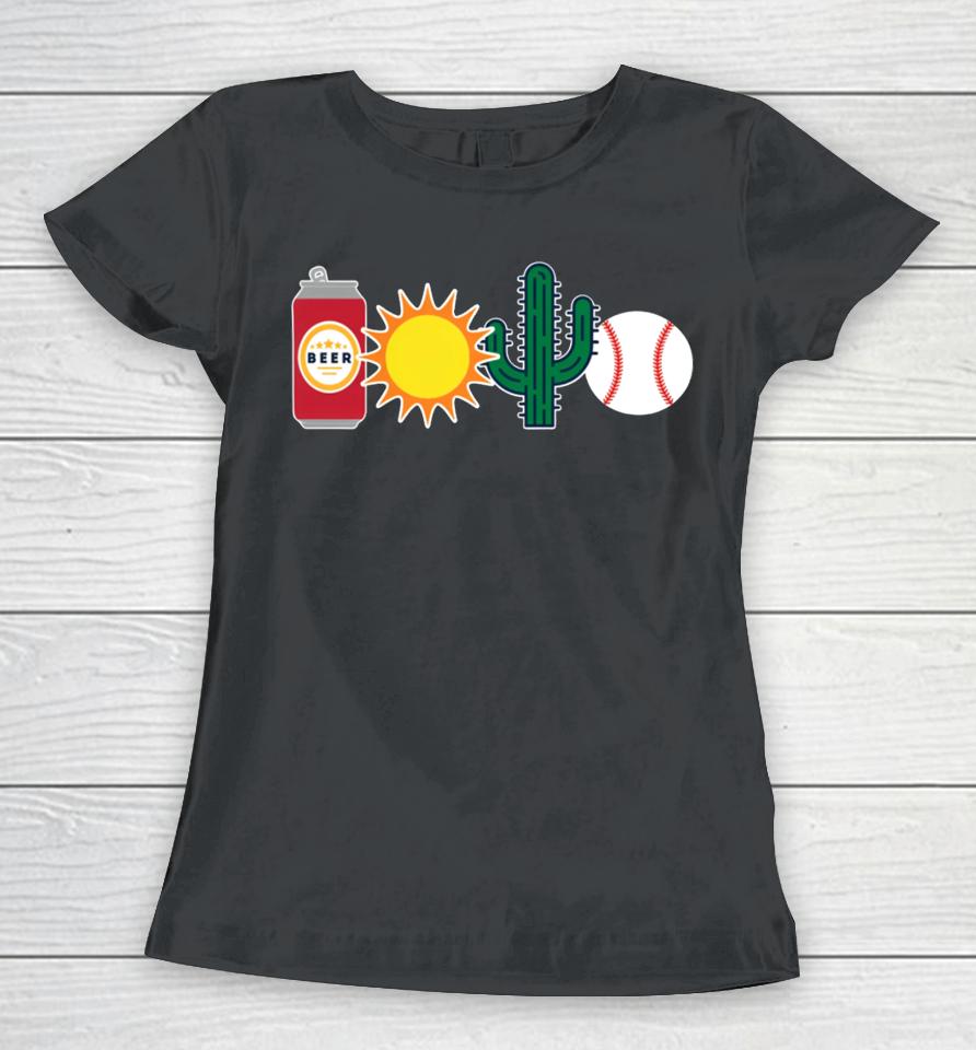 Obviousshirts Store Beer Sun Cactus And Baseball Women T-Shirt