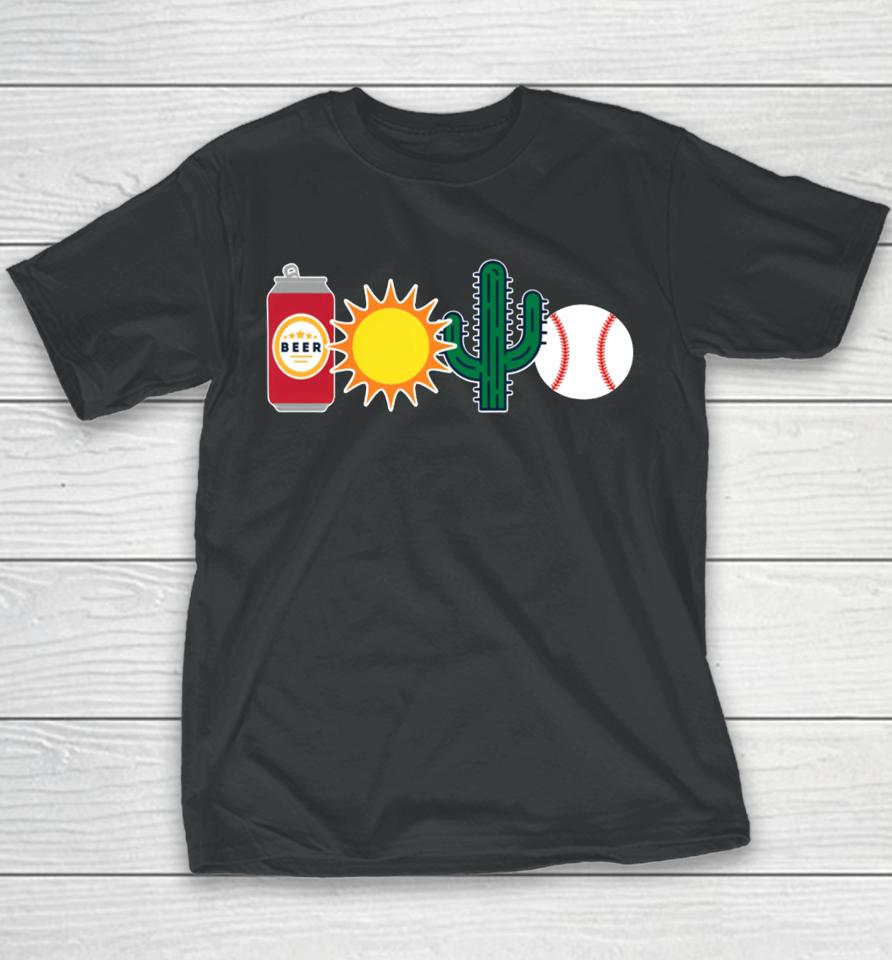 Obviousshirts Store Beer Sun Cactus And Baseball Youth T-Shirt