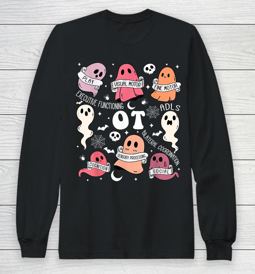 Occupational Therapy Ot Ota Halloween Spooky Cute Ghosts Long Sleeve T-Shirt