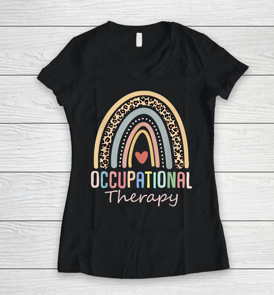 Occupational Therapy Rainbow Women V-Neck T-Shirt