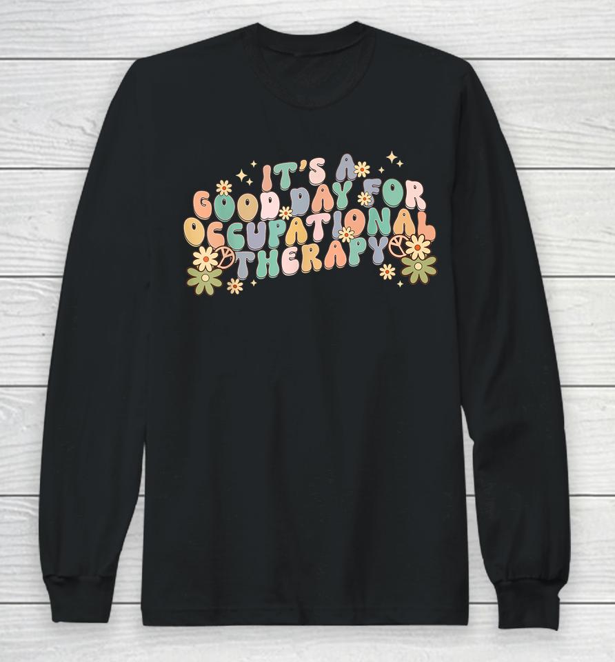Occupational Therapy Therapist Flowers Retro Wavy Groovy 70S Long Sleeve T-Shirt