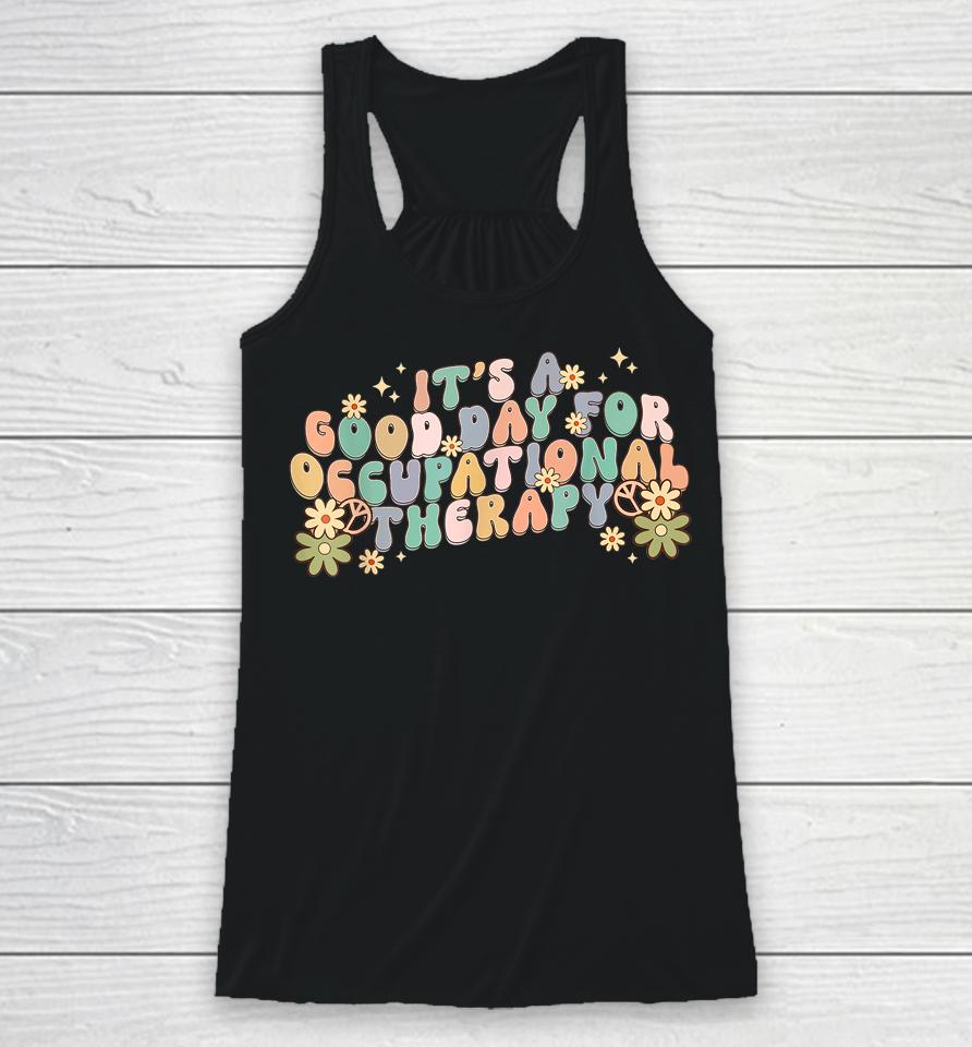 Occupational Therapy Therapist Flowers Retro Wavy Groovy 70S Racerback Tank