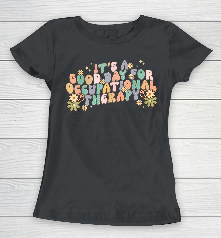 Occupational Therapy Therapist Flowers Retro Wavy Groovy 70S Women T-Shirt