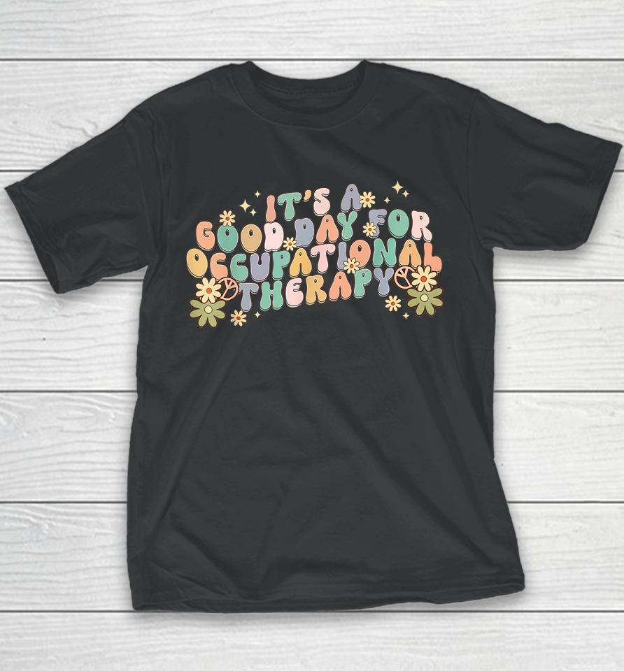 Occupational Therapy Therapist Flowers Retro Wavy Groovy 70S Youth T-Shirt