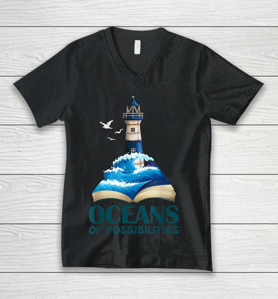 Oceans Of Possibilities Lighthouse Summer Reading 2022 Unisex V-Neck T-Shirt