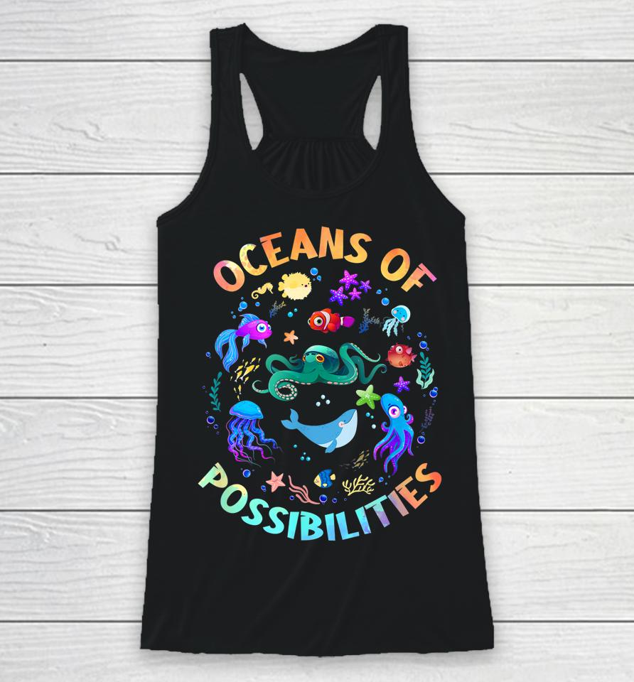 Oceans Of Possibilities Summer Reading Sea Creatures Racerback Tank