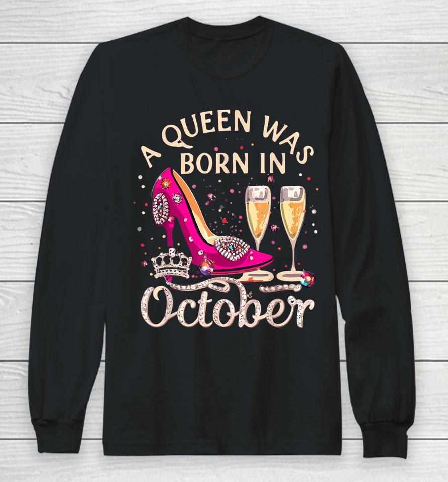 October Birthday Queen, High Heel Libra Diva Costume Long Sleeve T-Shirt