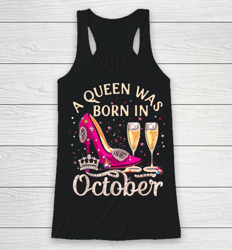 October Birthday Queen, High Heel Libra Diva Costume Racerback Tank