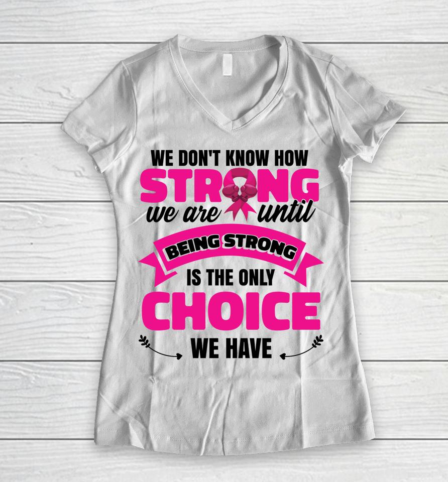 October Women Breast Cancer Awareness Warrior Women V-Neck T-Shirt