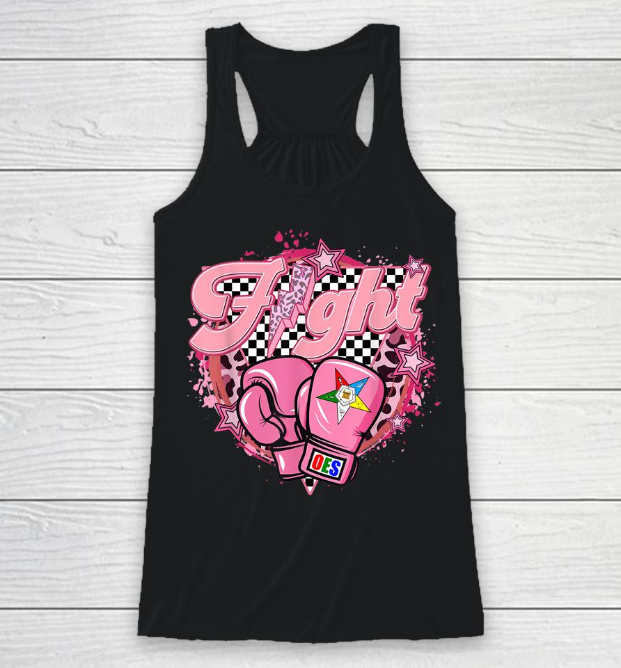 Oes Fight Leopard Retro Eastern Star Breast Cancer Awareness Racerback Tank