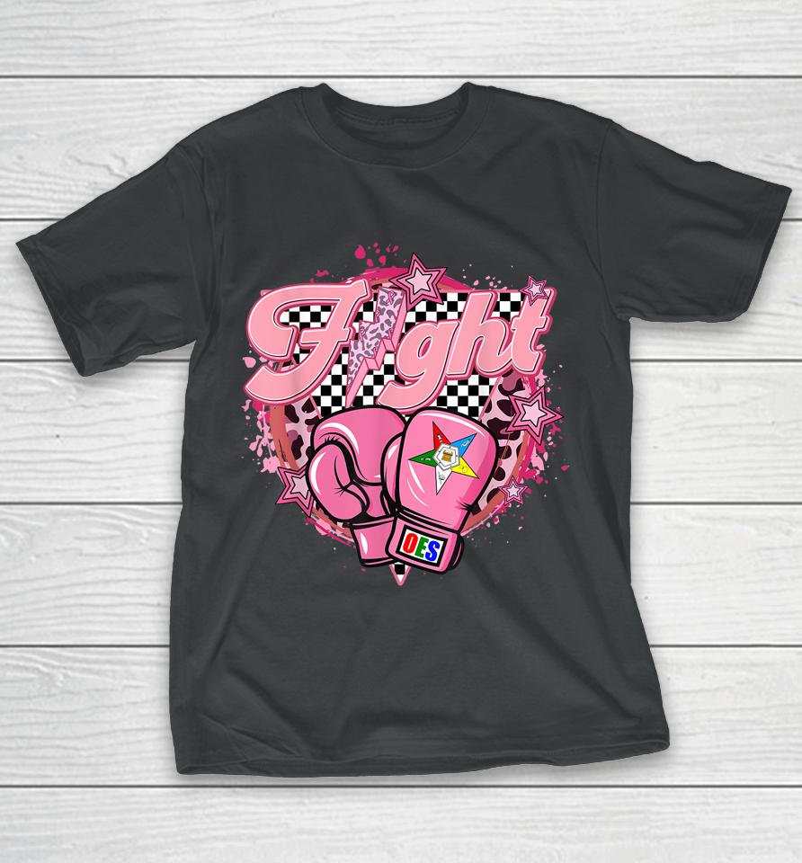 Oes Fight Leopard Retro Eastern Star Breast Cancer Awareness T-Shirt