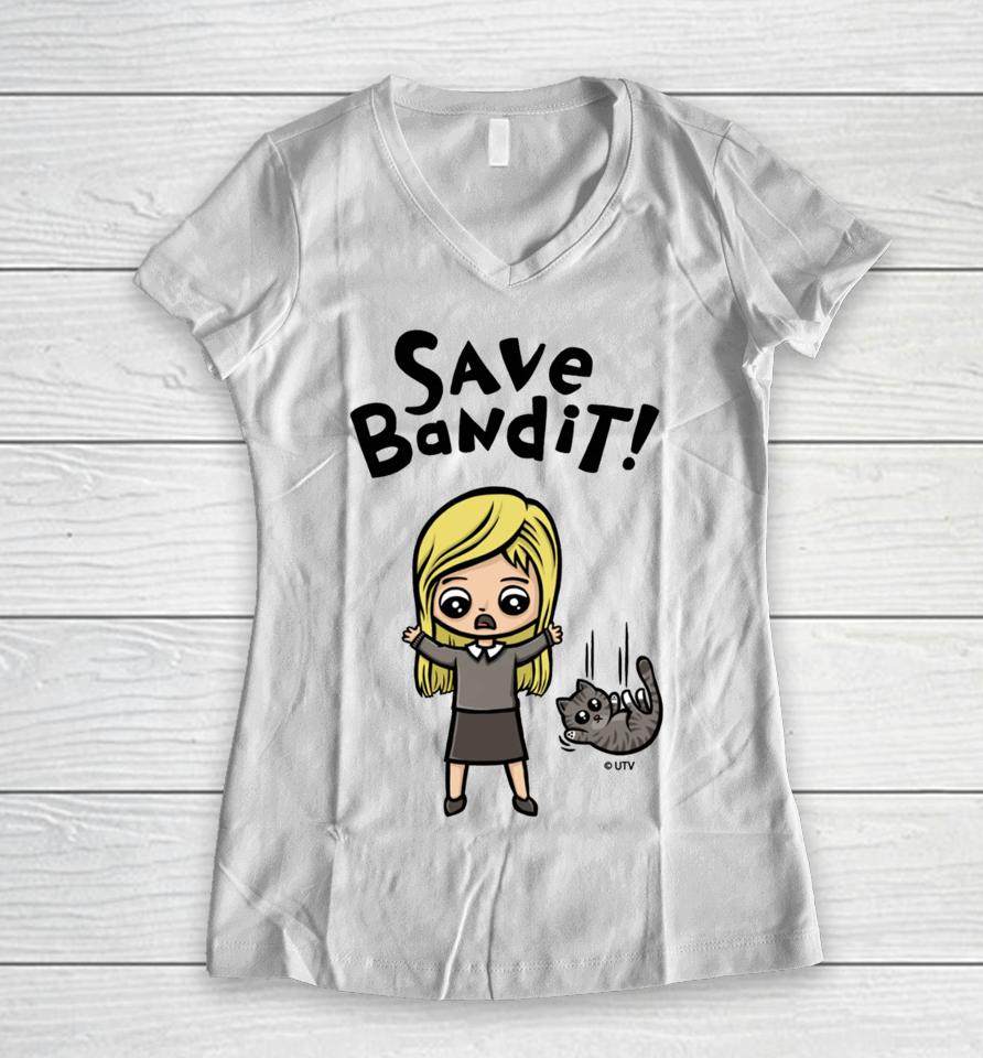 Officebloopers Couchpotatoshop Save Bandit Women V-Neck T-Shirt