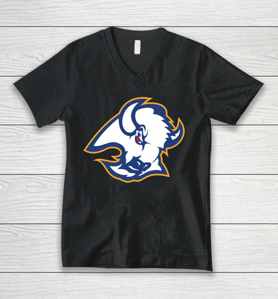 Official Shop Nhl 2022 Buffalo Sabres Team Primary Logo Graphic Unisex V-Neck T-Shirt