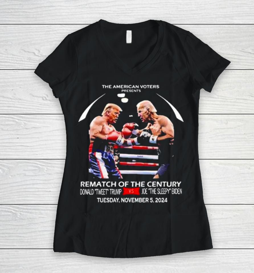 Official Trump Vs Biden Boxing Rematch Of The Century Women V-Neck T-Shirt
