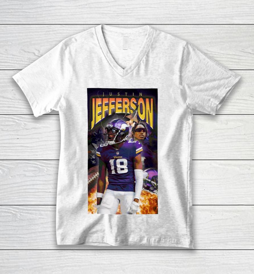 Official Wallpaper Wednesday X Justin Jefferson Unisex V-Neck T-Shirt