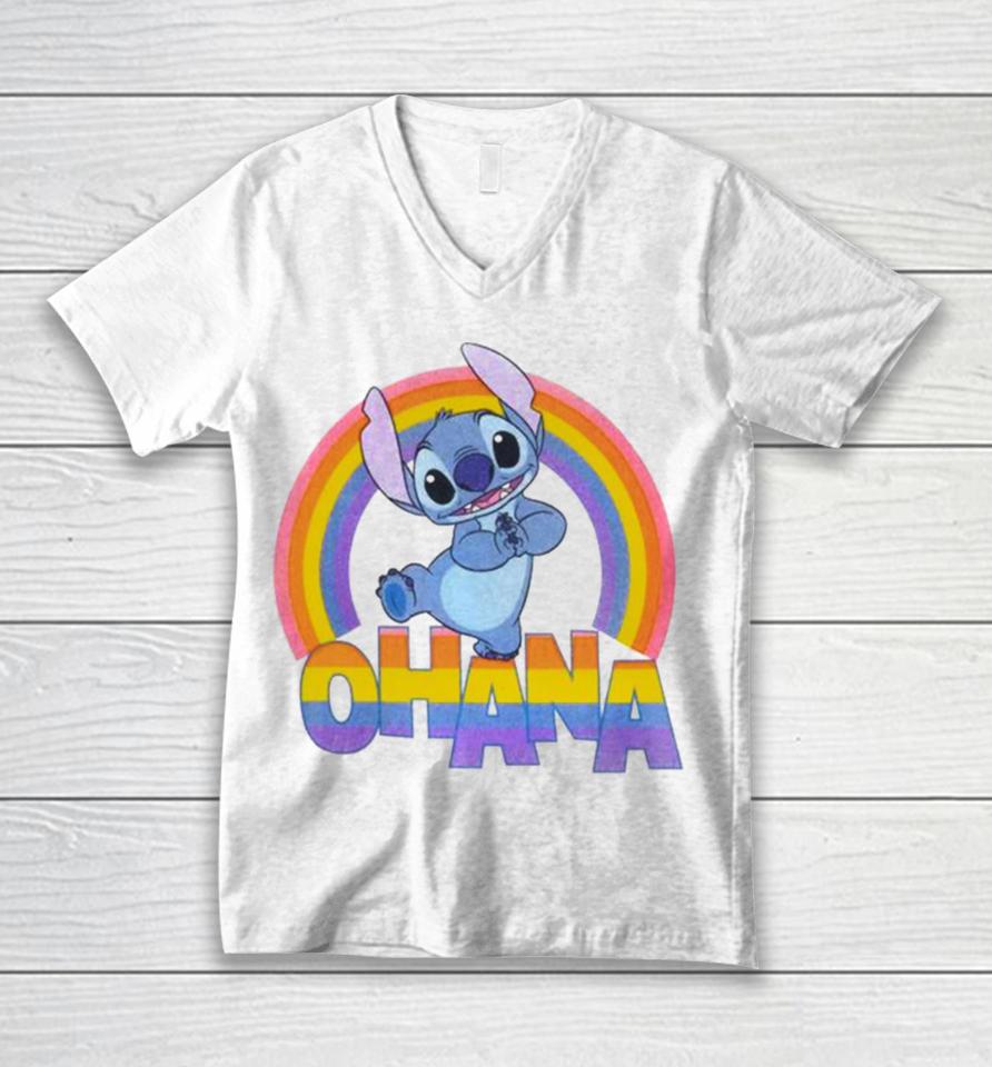 Ohana Stitch Rainbow Unisex V-Neck T-Shirt