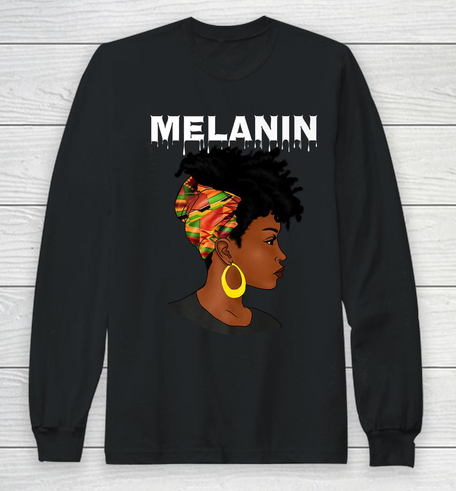 Oheneba Melanin Drippin Black Girl Magic Afro Pride Long Sleeve T-Shirt