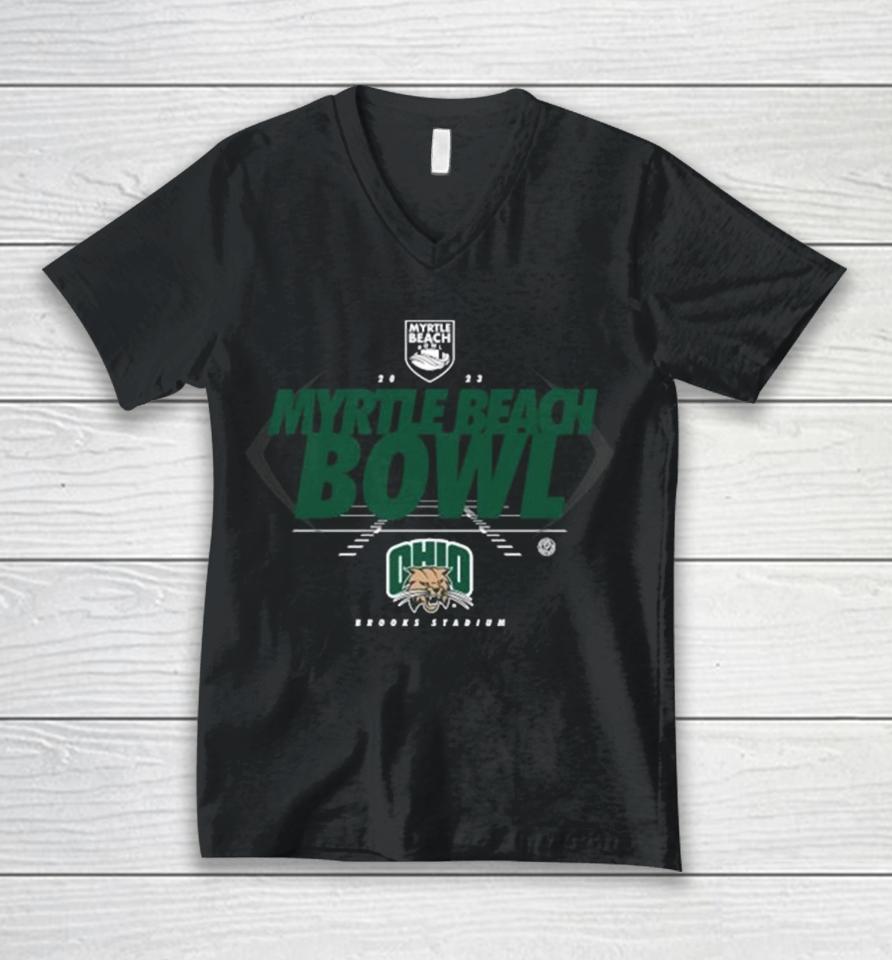 Ohio Bobcats 2023 Myrtle Beach Bowl Brooks Stadium Unisex V-Neck T-Shirt