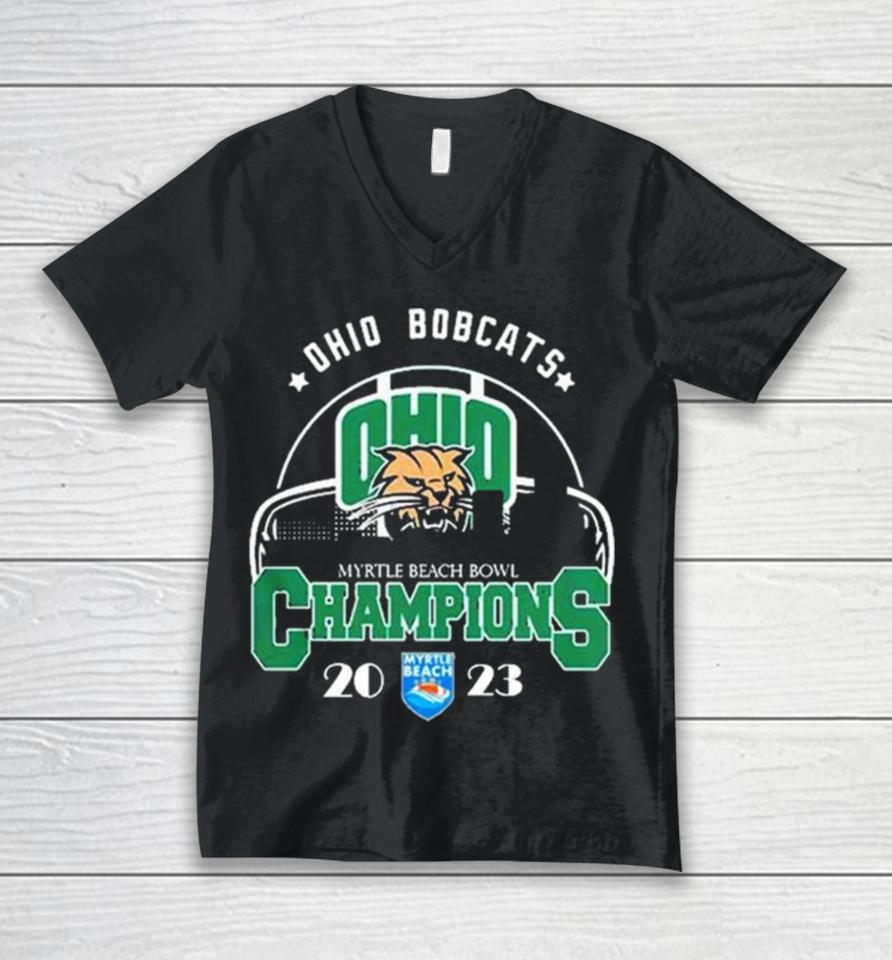 Ohio Bobcats City Myrtle Beach Bowl 2023 Champions Unisex V-Neck T-Shirt